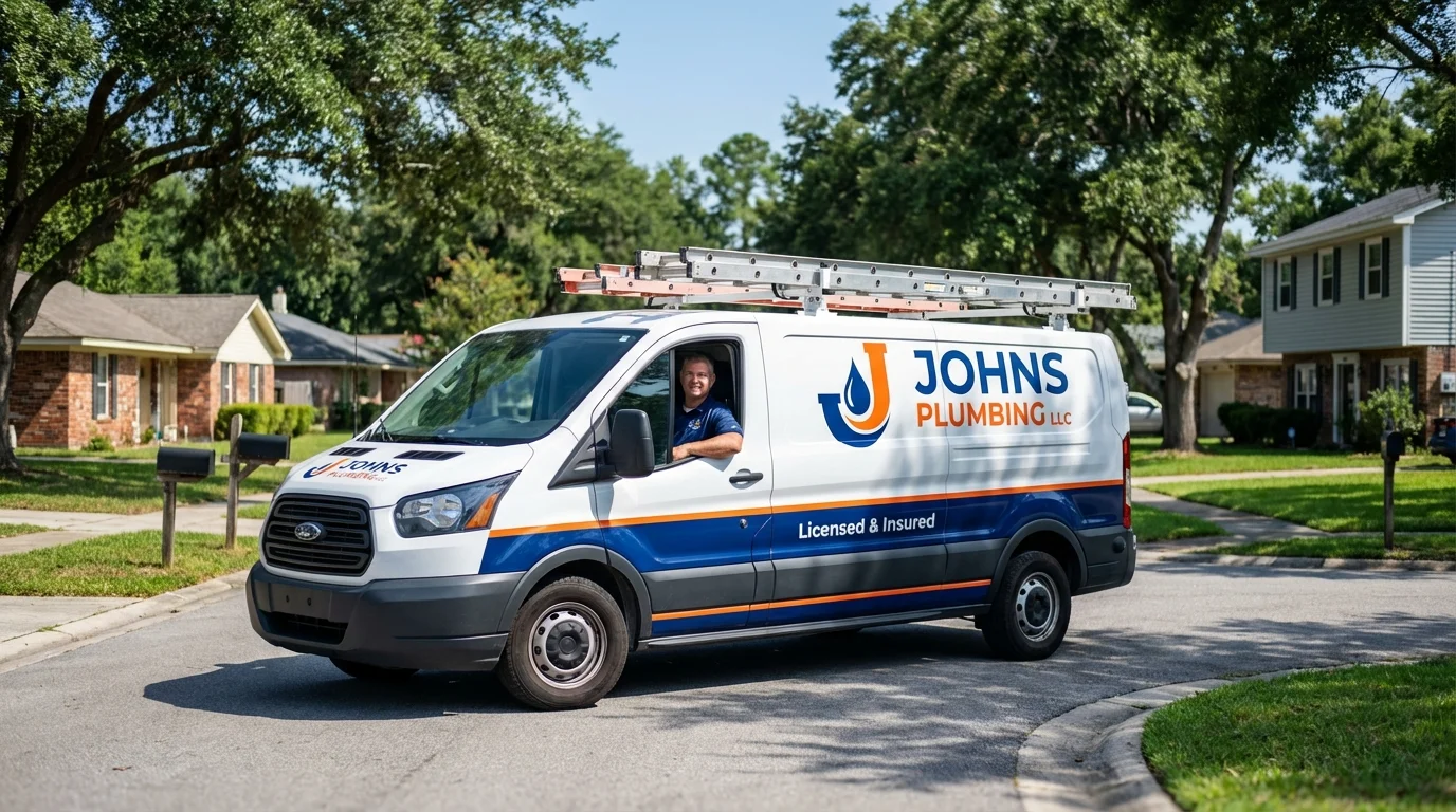 Johns Plumbing LLC service van in Ravenna, OH