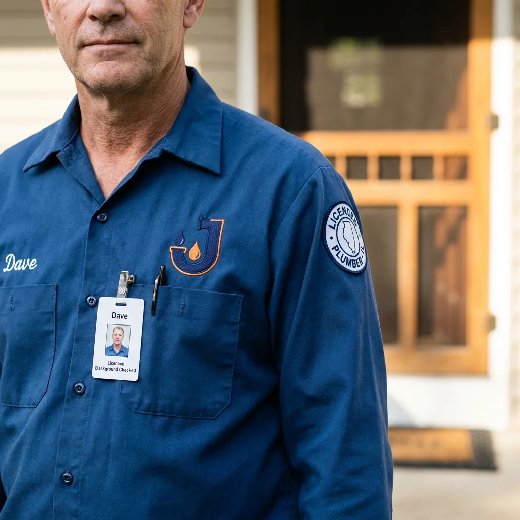 Licensed plumber showing ID badge in Ravenna, OH