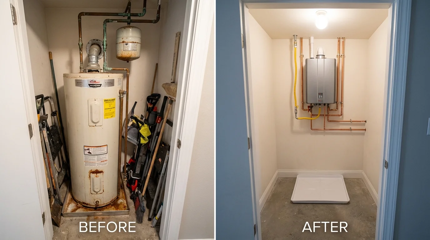Tank water heater versus wall-mounted tankless unit comparison for Ravenna, OH homeowners